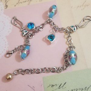 Blue Eyed Siamese Cat Charm Bracelet